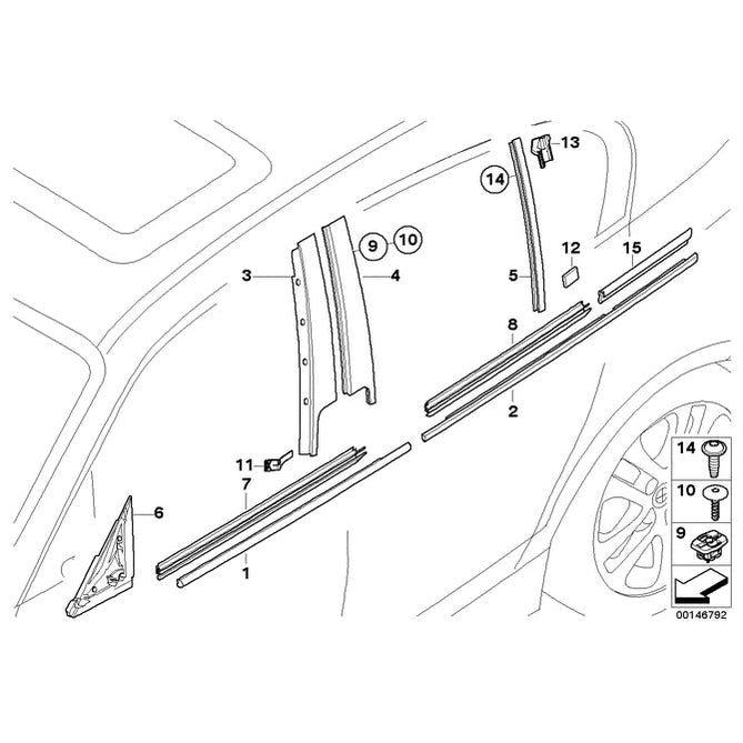 Afwerking Kolom B - BMW 1 Serie E87 LCI - Achter | 2007 - 2012 — Linksachter - Beamerstyling.nl