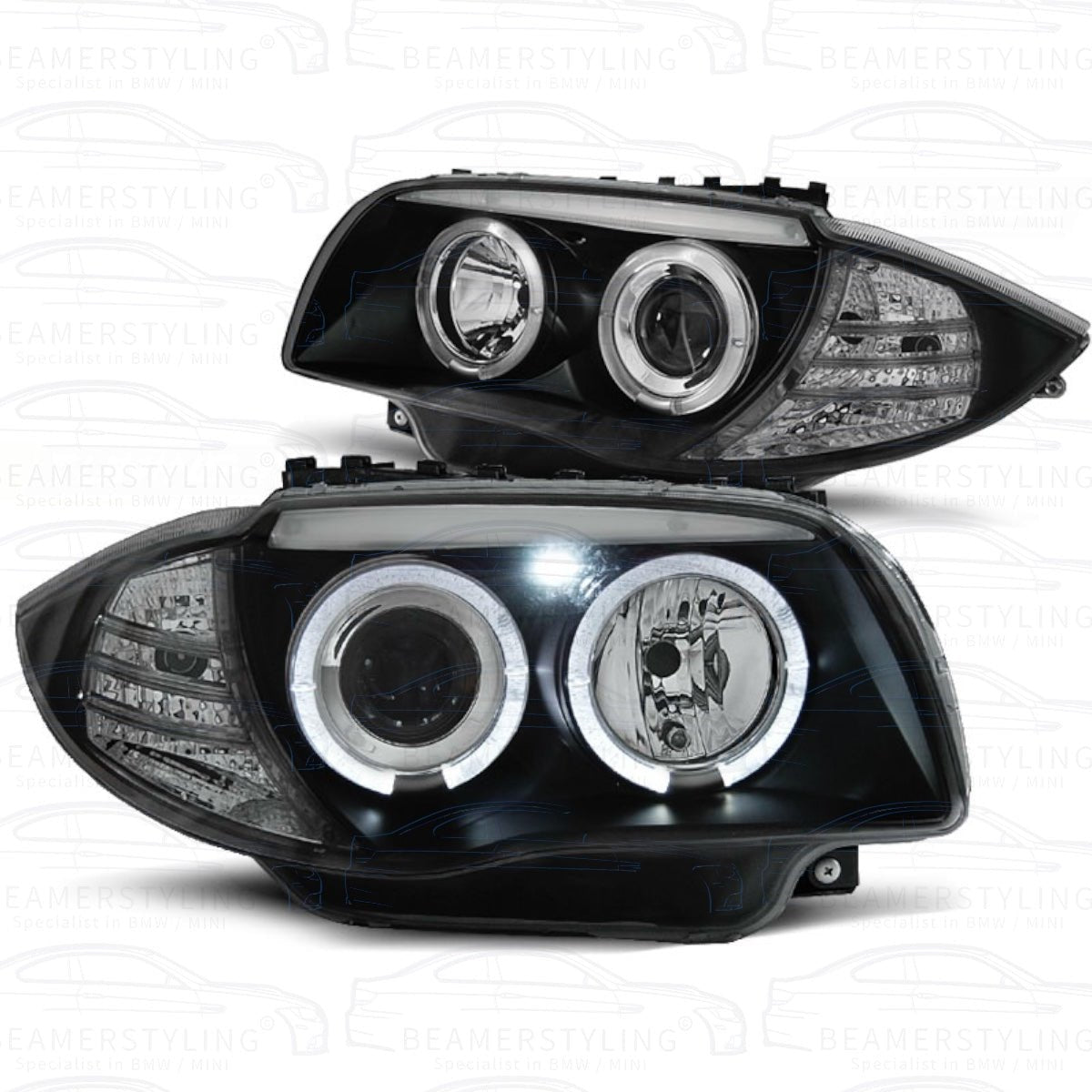 Angel Eyes Koplampen - BMW E81 / E87 / E82 / E88 - Depo LED | 2004-2011 - Beamerstyling.nl