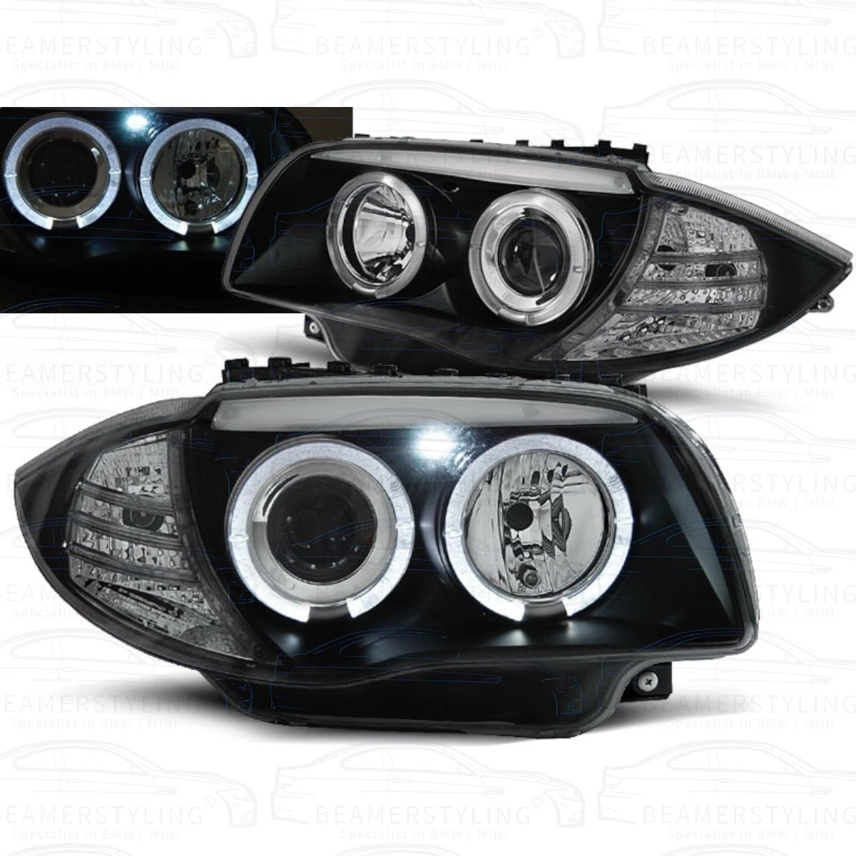 Angel Eyes Koplampen - BMW E81 / E87 / E82 / E88 - Depo LED | 2004-2011 - Beamerstyling.nl