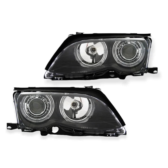 Angel Eyes Koplampen Zwart BMW 3 Serie E46 2001-2005 Sedan / Touring - Beamerstyling.nl