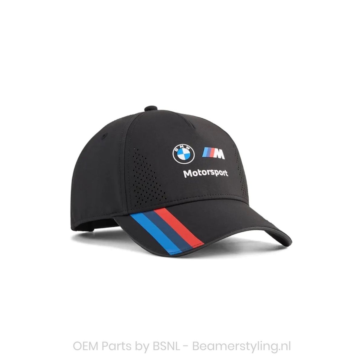 Baseball Pet - BMW M Motorsport Team - Lifestyle Collectie 2026 - Met striping | Zwart - Beamerstyling.nl