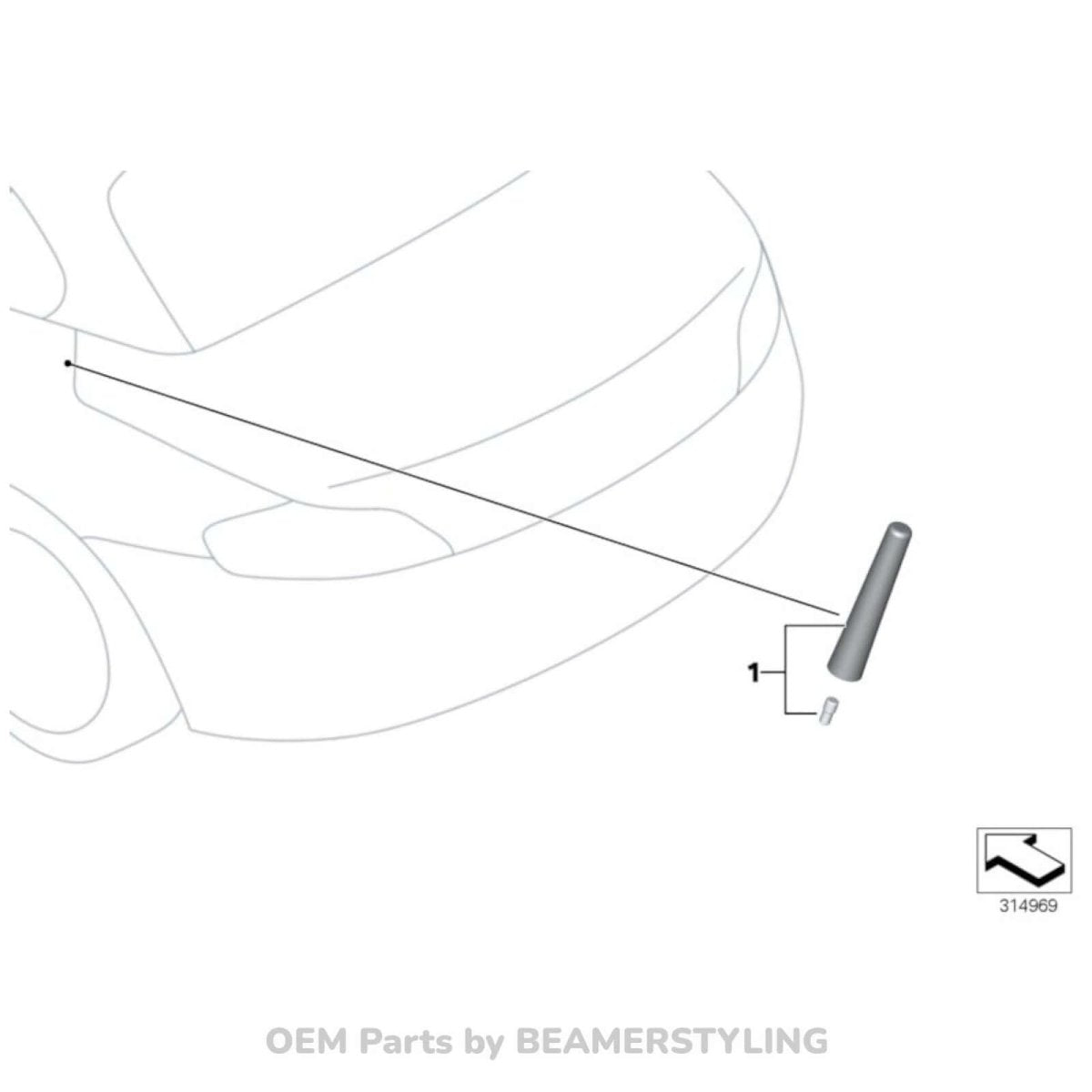 BMW Sport Antenne - Staafantenne - Kort - Origineel BMW | 65202296761 - Beamerstyling.nl