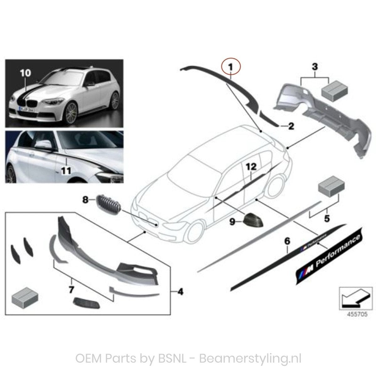 Dakspoiler - BMW 1 Serie F20 / F21 - Origineel BMW - M Performance | 11-19 - Beamerstyling.nl