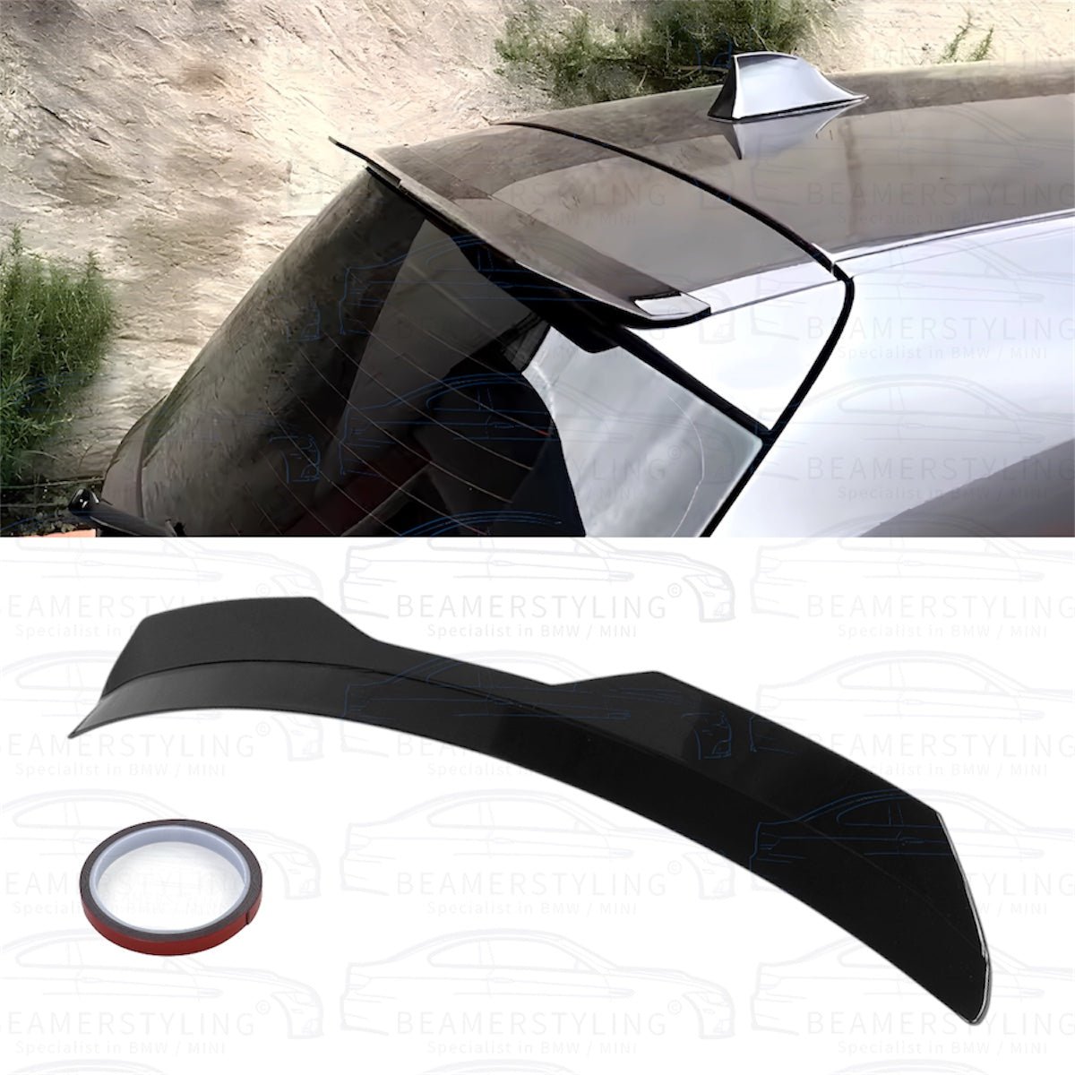 Dakspoiler Extension - BMW 1 Serie E81 / E87 - V - style - Hoogglans Zwart | 2004 - 2012 - Beamerstyling.nl