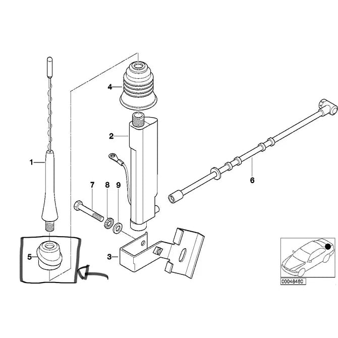 Doorvoertule Buitenkant - Voor Staafantenne | BMW Z3 E36 1994-2002