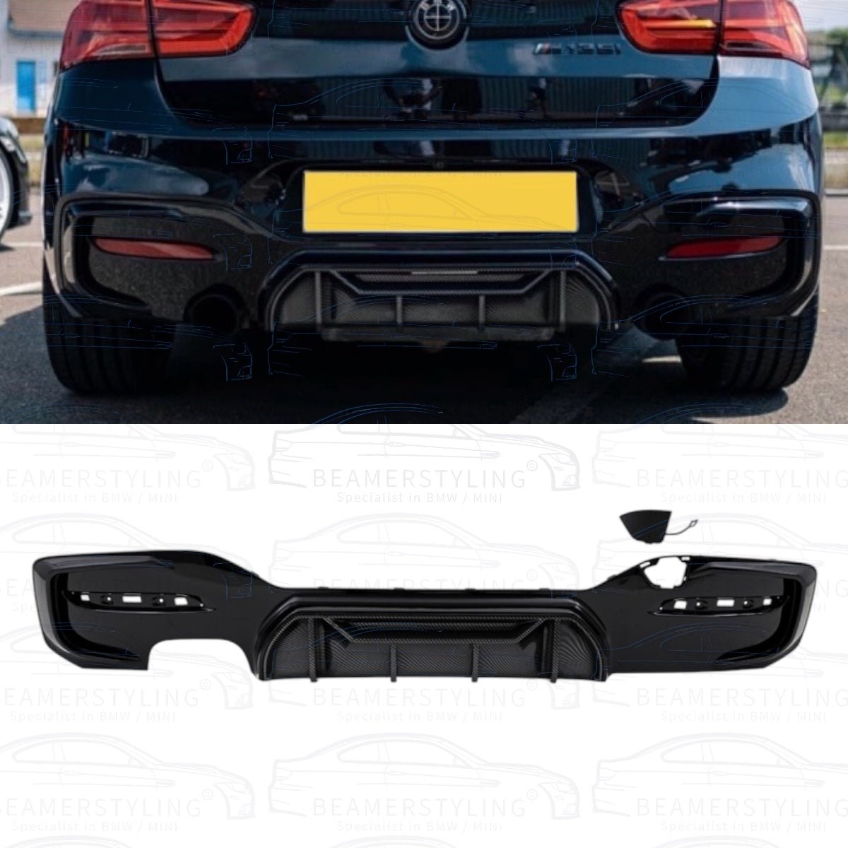 Diffuser - BMW 1 Serie F20LCI / F21LCI - Competition Look - Hoogglans Zwart/Carbon | 03/2015 - 2019 - Beamerstyling.nl