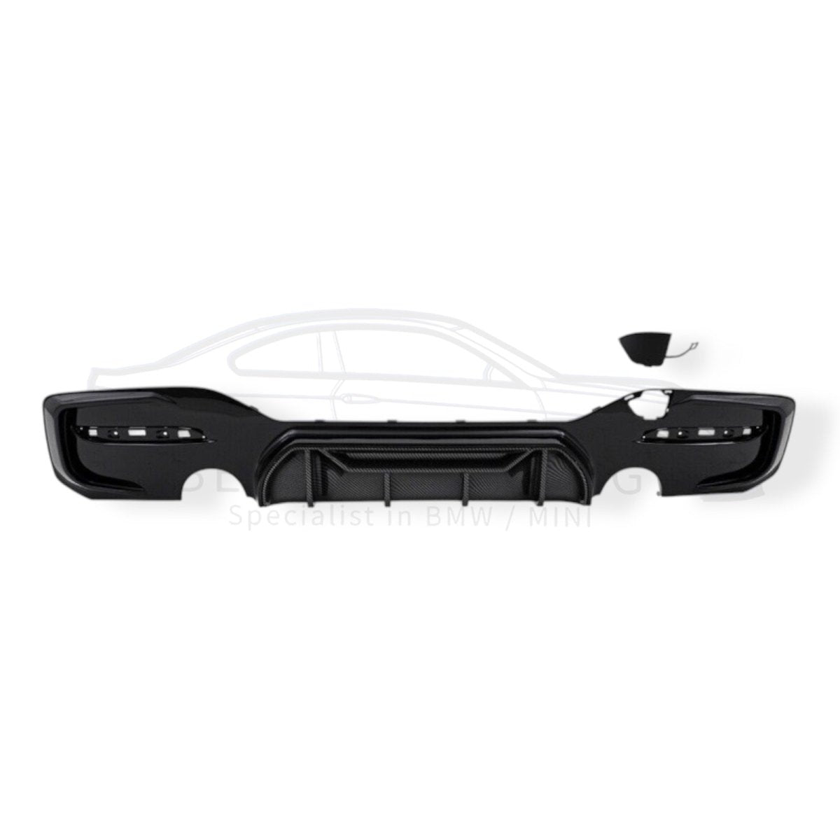 Diffuser - BMW 1 Serie F20LCI / F21LCI - Competition Look - M140I - Hoogglans Zwart/Carbon | 03/2015 - 2019 - Beamerstyling.nl