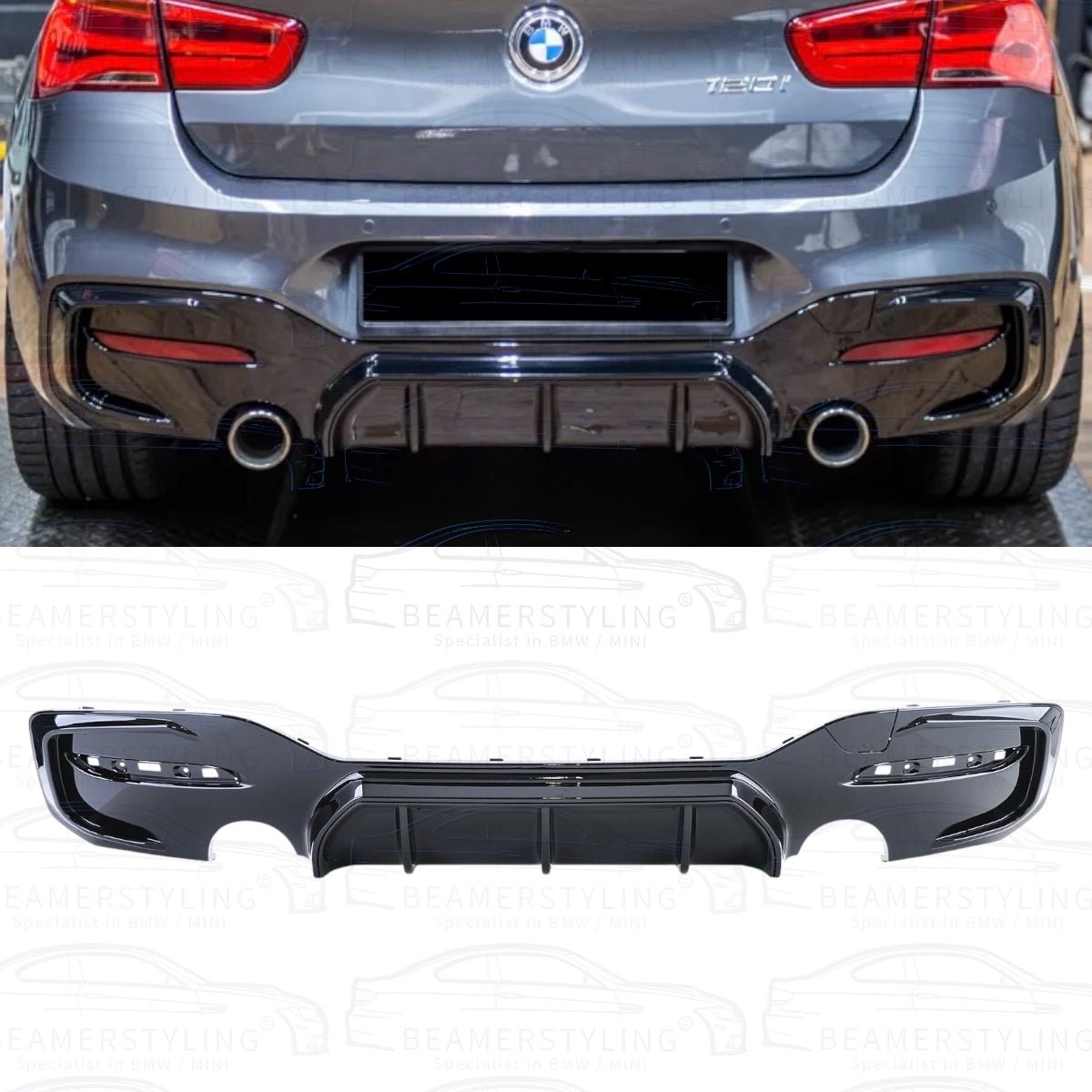 Diffuser - BMW 1 Serie F20LCI / F21LCI - M Performance Look - M135I/M140I - Hoogglans Zwart | 03/2015 - 2019 - Beamerstyling.nl