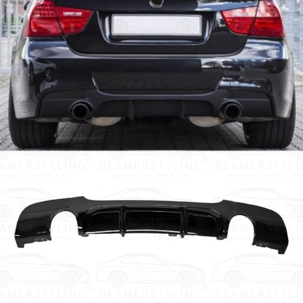 Diffuser - BMW E90 / E91 - Performance Look - 335I/D - Hoogglans Zwart | 05-12 - Beamerstyling.nl