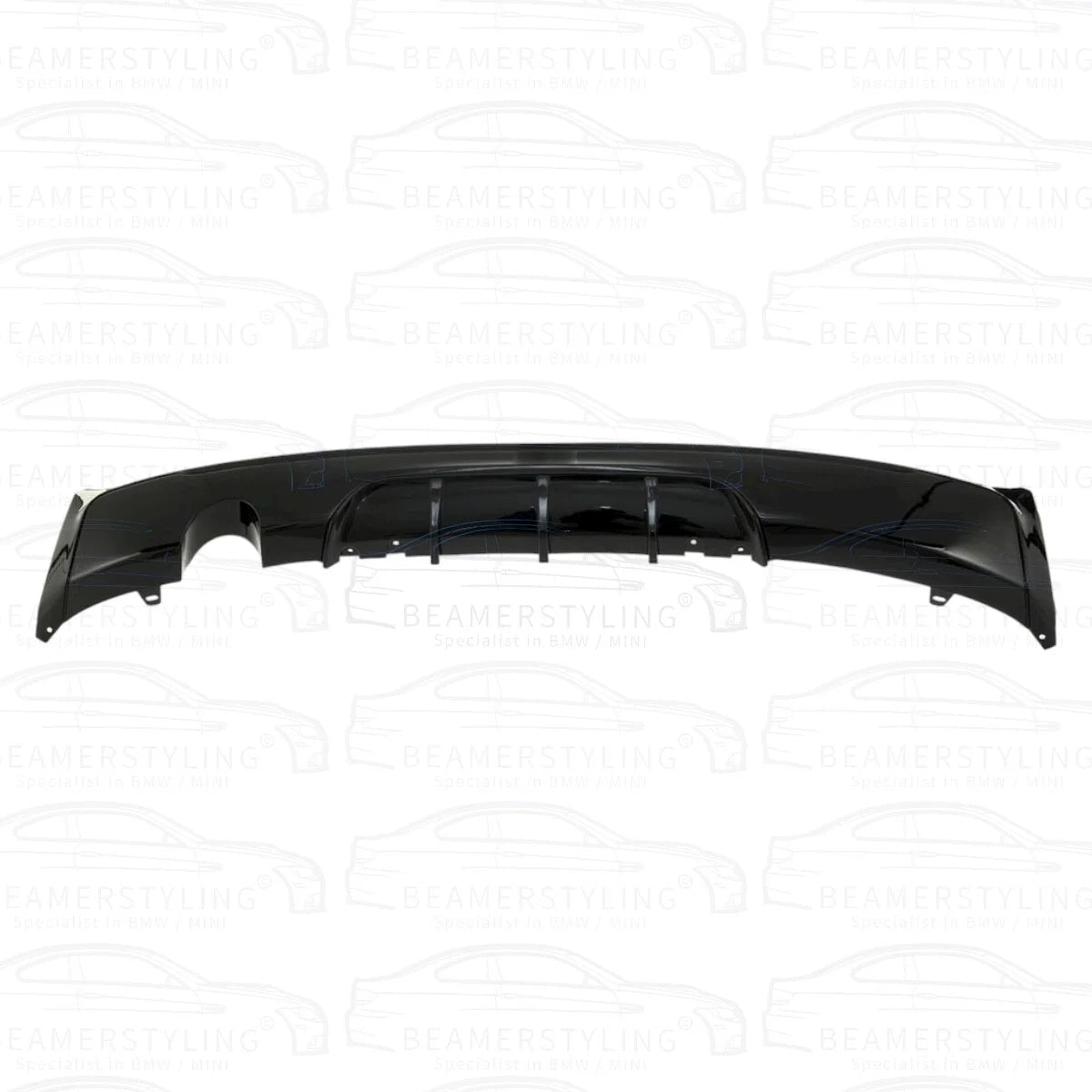 Diffuser - BMW F22 / F23 - M Performance look - Hoogglans zwart - 1 uitlaat links | 14 - 21 - Beamerstyling.nl