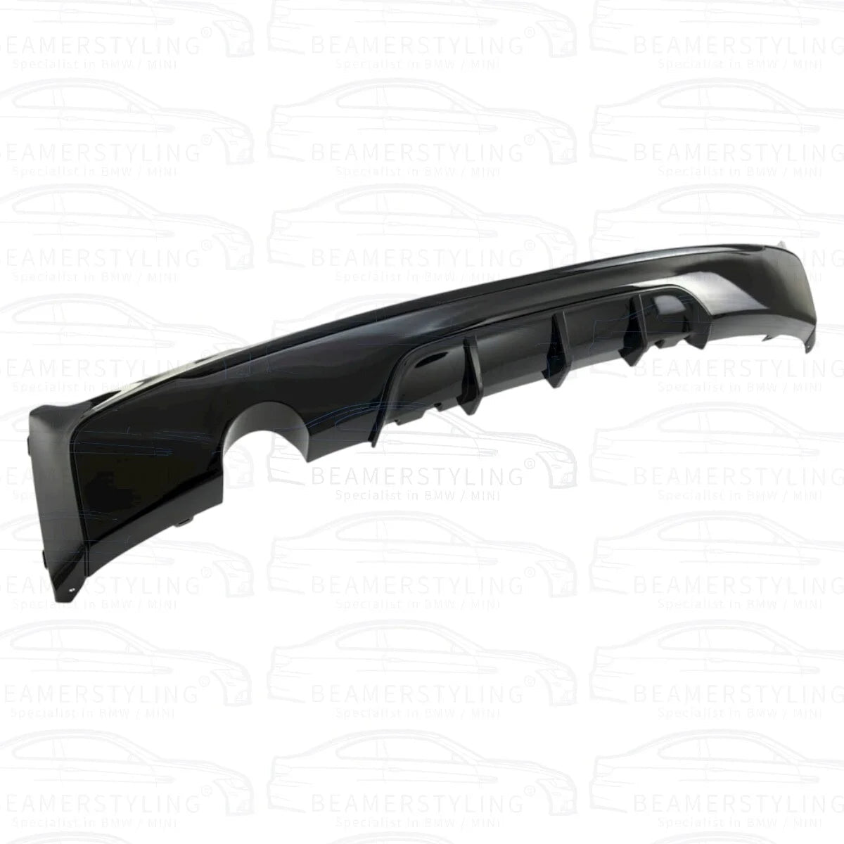 Diffuser - BMW F22 / F23 - M Performance look - Hoogglans zwart - 1 uitlaat links | 14 - 21 - Beamerstyling.nl
