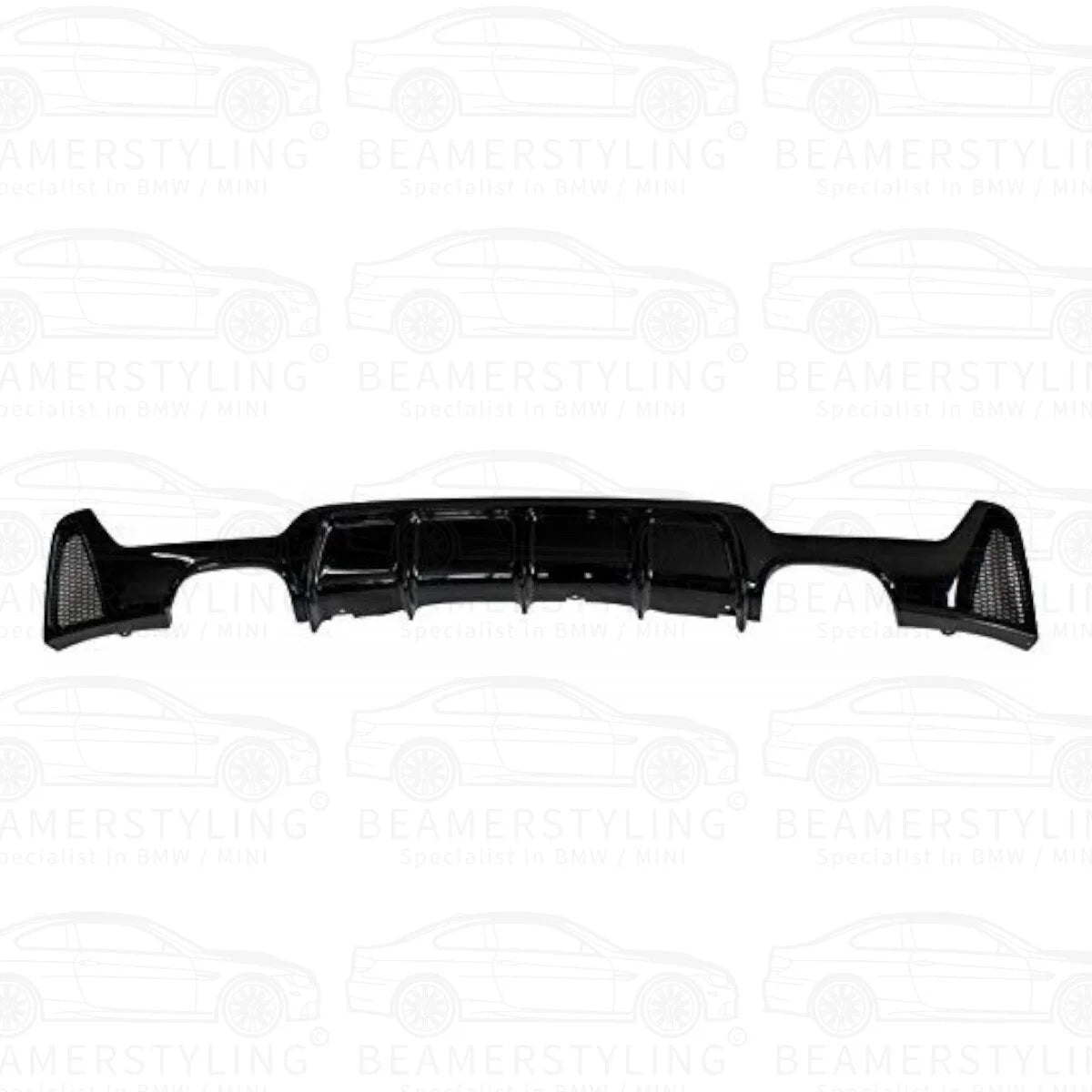 Diffuser - BMW F32 / F33 / F36 - M Performance Look - 4 Uitlaten - Hoogglans Zwart | 13-21 - Beamerstyling.nl