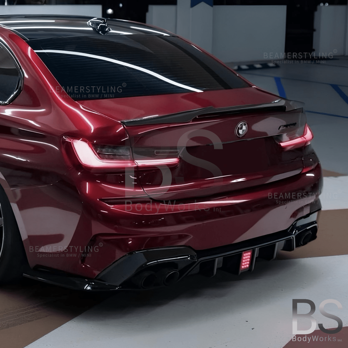 Diffuser - BMW G20 / G21 - Competition look - Met remlicht - Hoogglans zwart | 19 - 22 - Beamerstyling.nl