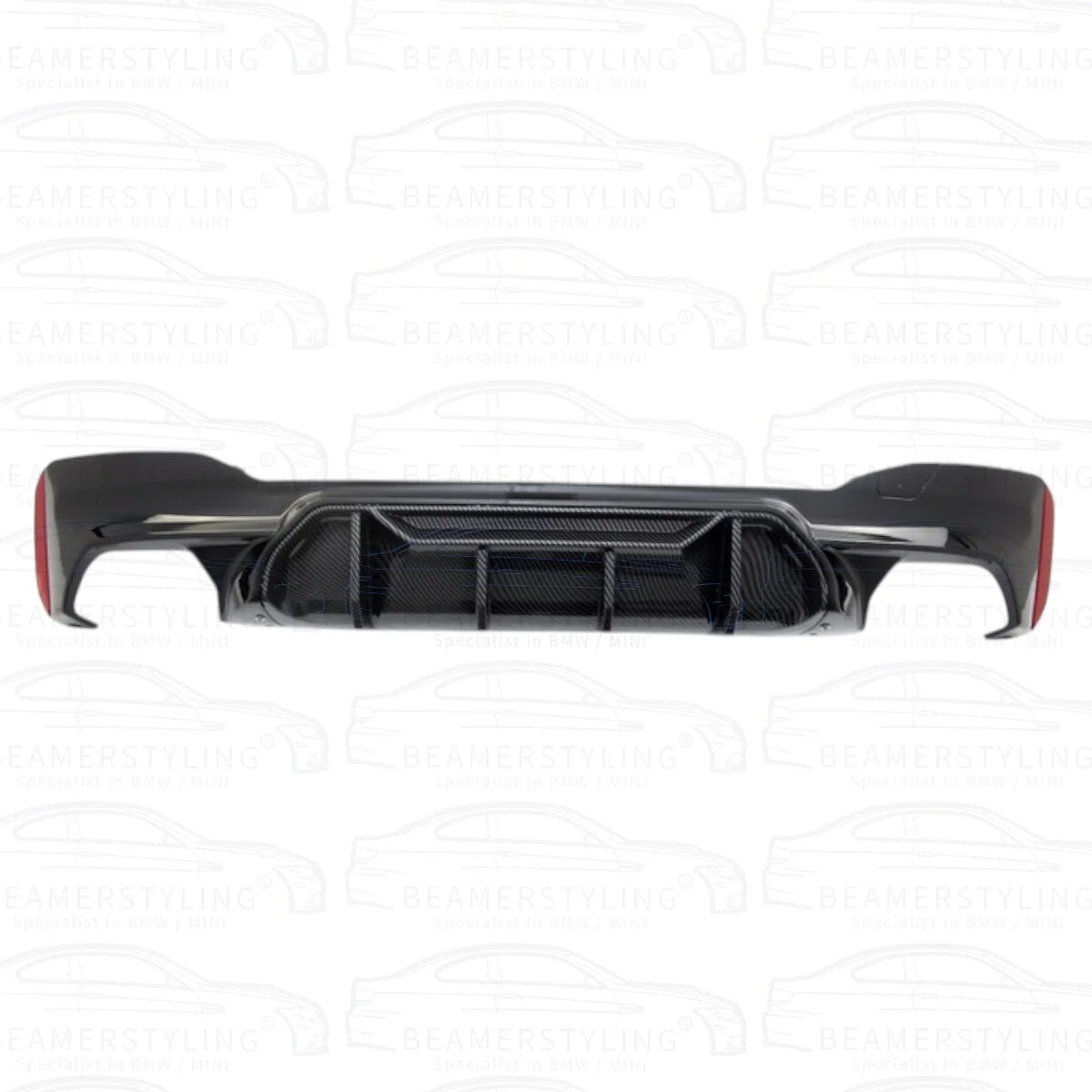 Diffuser - BMW G30 / G31 - Competition look - Zwart / Carbon look | 17 - 24 - Beamerstyling.nl