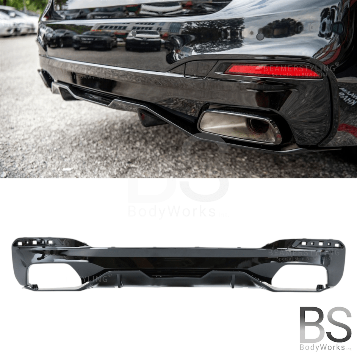 Diffuser - BMW G30 / G31 - M Performance Look - Voor 550i - Hoogglans Zwart | 17 - 23 - Beamerstyling.nl