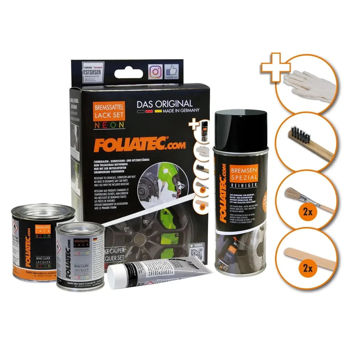 Foliatec® Remklauwverf - 4 Componenten Lak - Complete 10 - Delige Kit | Neon Yellow - Beamerstyling.nl