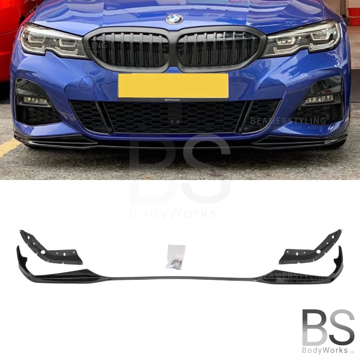 Front lip - BMW 3 Serie G20 / G21 - M Performance look V2 - Hoogglans zwart | 19 - 22 - Beamerstyling.nl
