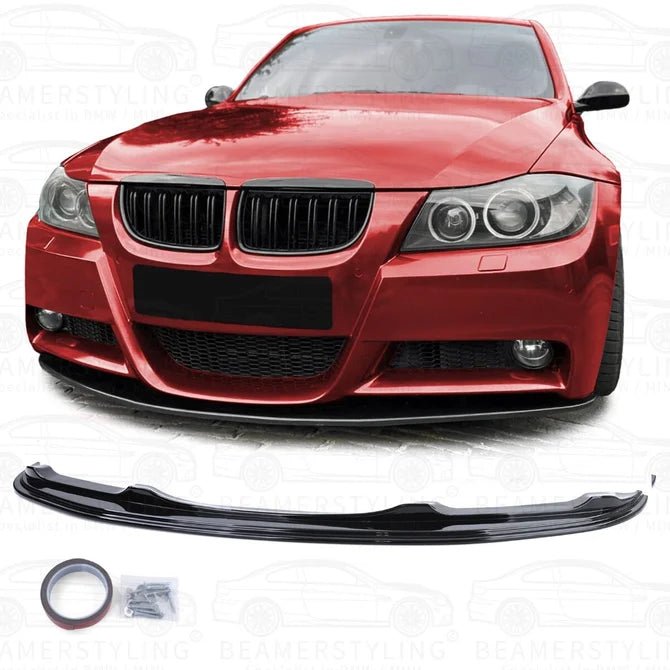 Front Lip - BMW E90 / E91 - Voor M Pakket - Hoogglans Zwart | 05-08 - Beamerstyling.nl