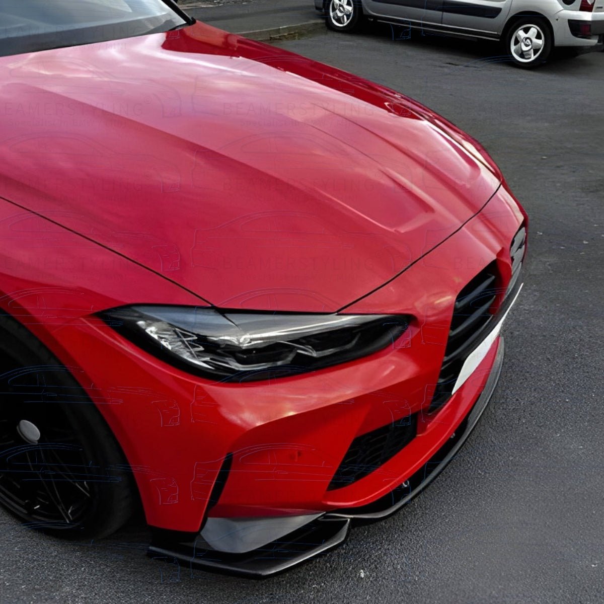Front lip - BMW G80 / G81 M3, BMW G82 / G83 M4 - Hoogglans zwart | 2021+ - Beamerstyling.nl