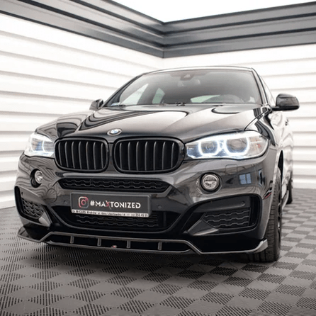 Front Lip V2 - BMW X6 F16 - Maxton Design - Voor M Pakket — Hoogglans Zwart - Beamerstyling.nl