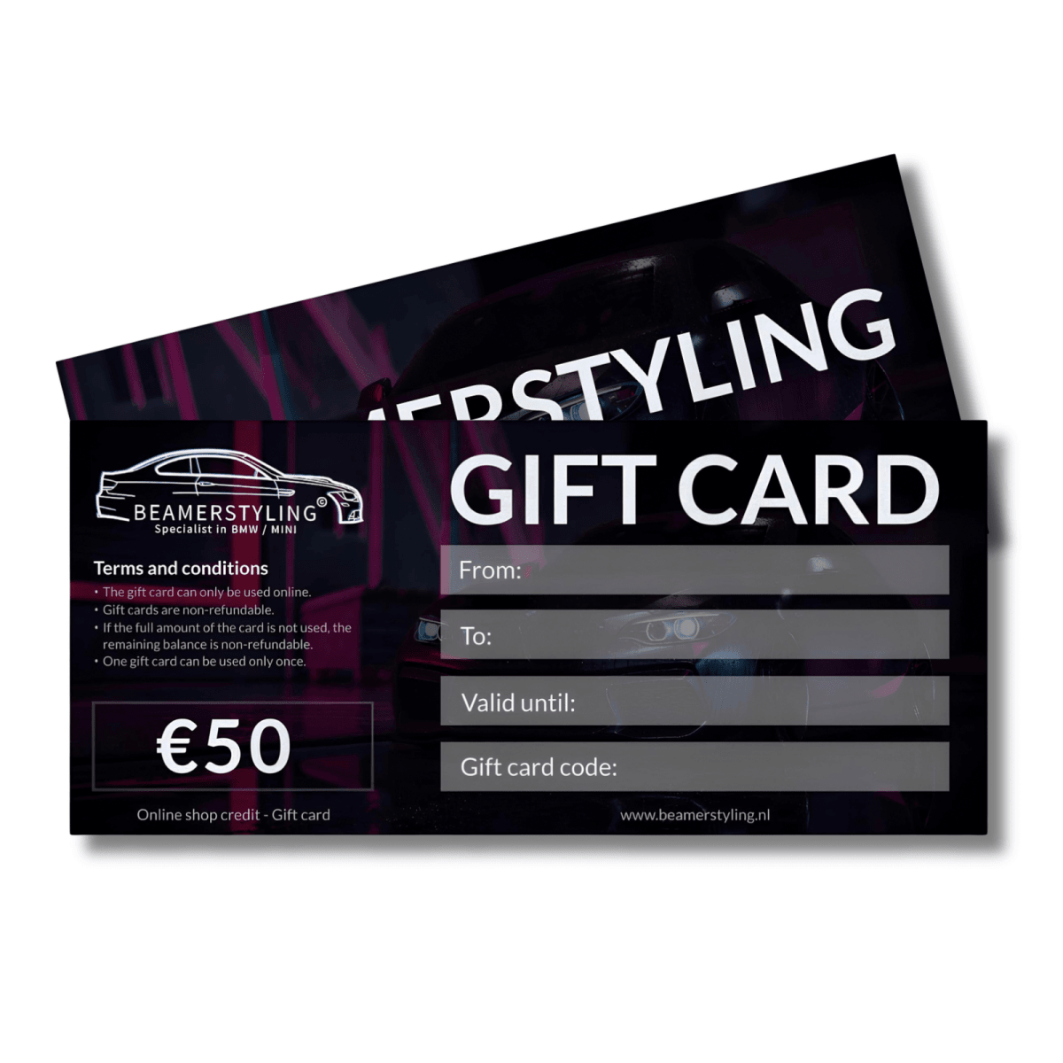 Fysieke Cadeaubon - €50 Winkeltegoed | Beamerstyling - Beamerstyling.nl