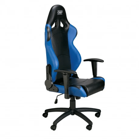 Game Stoel - Bureaustoel - Omp Racing | Diverse Kleuren — Zwart/Blauw - Beamerstyling.nl