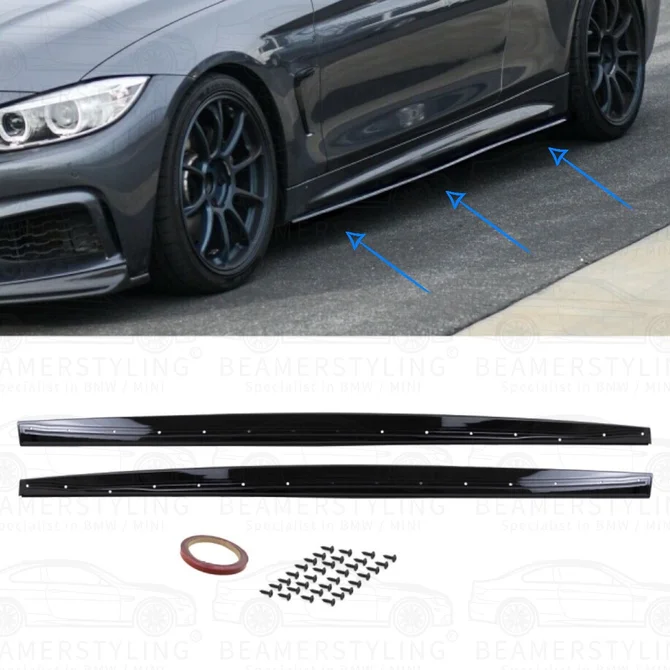 Side Skirt Extensions - BMW F32 / F33 / F36 - Hoogglans Zwart | 13-21