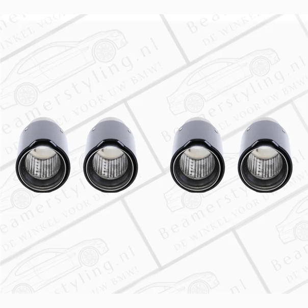 Uitlaat Sierstuk 4X - BMW E90 / E91 / E92 / E93 - Carbon Zwart - 90Mm