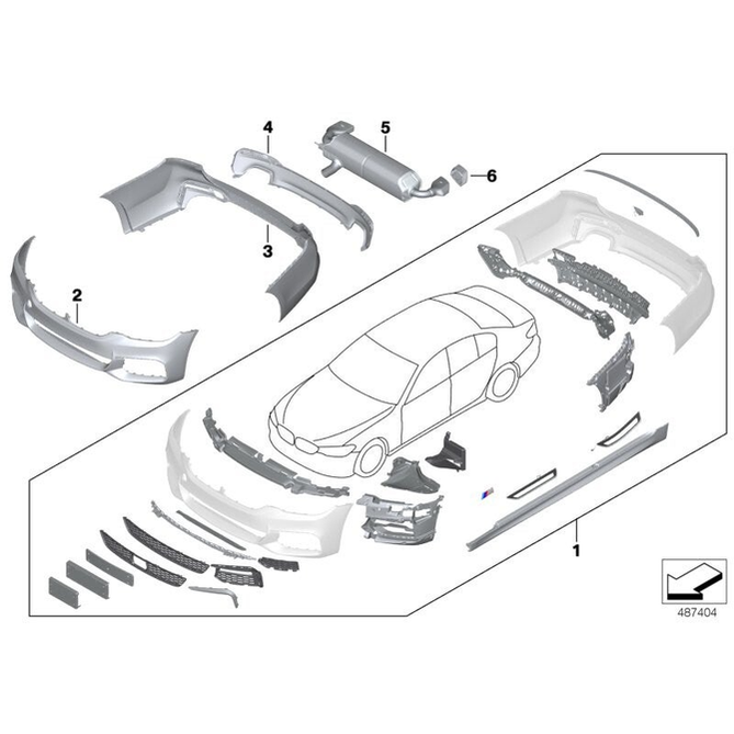 M Pakket Voorbumper - BMW G30 / G31 - PDC + Sra | Origineel BMW