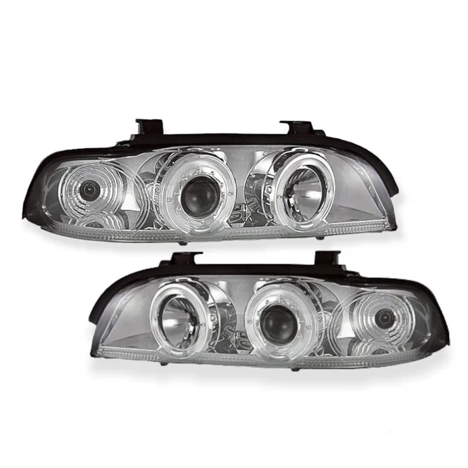 LED Angel Eyes Koplampen Chroom H1 BMW 5 Serie E39 1995-2000 — Met Motor Voor Elektrische Hoogteregeling