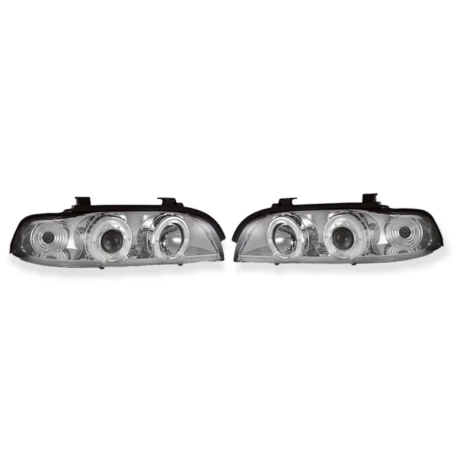LED Angel Eyes Koplampen Chroom H1 BMW 5 Serie E39 1995-2000 — Met Motor Voor Elektrische Hoogteregeling