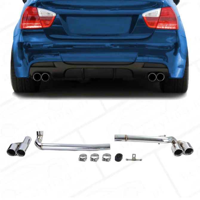 Uitlaat Conversie Kit - BMW E90 / E91 - 323, 325, 328, 330 - Ombouw 4 Uitlaten | Rvs