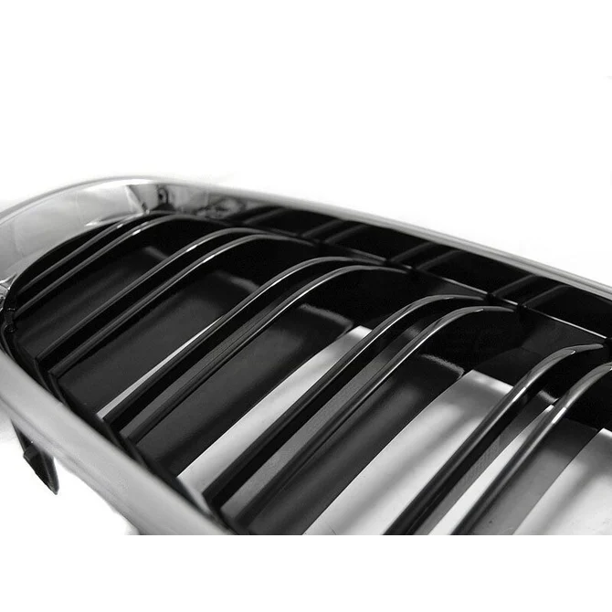 Nieren / Grill Delen Glanzend Zwart / Chroom Dubbel Spijls BMW 5 Serie F10 / F11