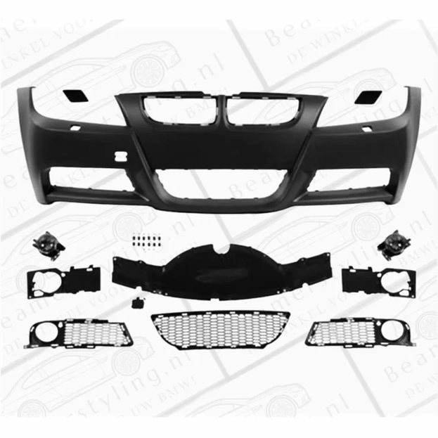 Voorbumper M Sport Pakket Look E90 / E91 2005 - 2008 — Zonder Parkeersensoren Met Koplampreiniging