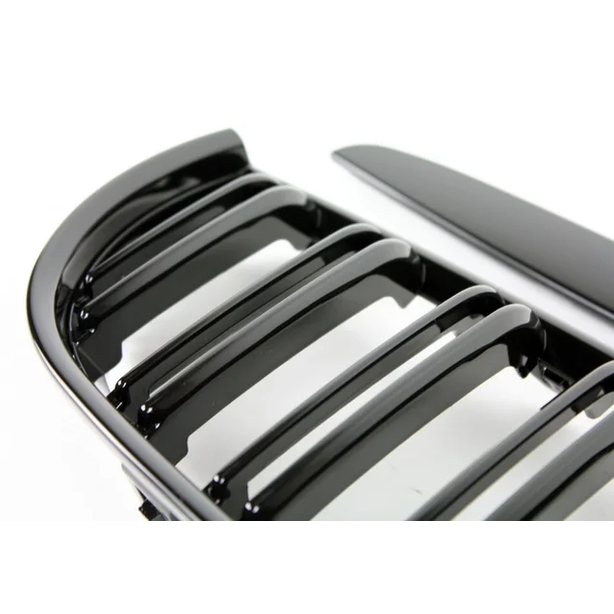 Nieren - BMW E90 / E91 - Dubbele Spijlen - Hoogglans Zwart | 2005-2008