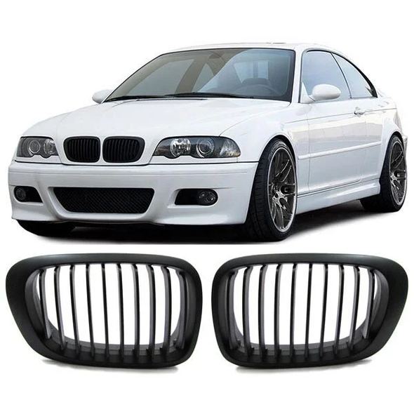 Nieren - BMW E46 Coupe / Cabrio - Mat Zwart | 1999 - 2003