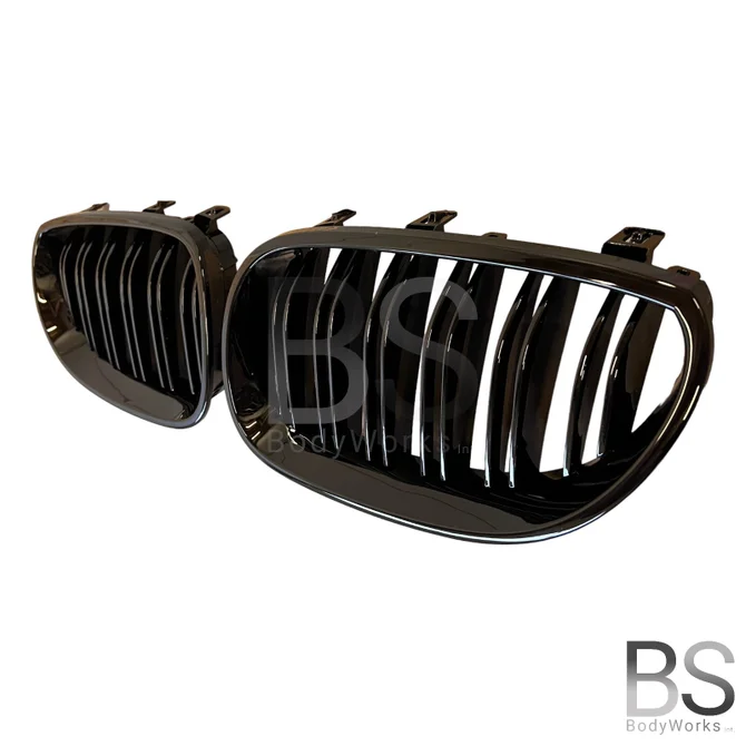 Nieren - BMW E60 / E61 - Hoogglans Zwart - Dubbele Spijlen | 2003-2010