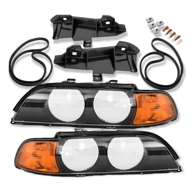 Koplamp Glazen Set Helder/Oranje BMW 5 Serie E39 1995-2000 - Beamerstyling.nl