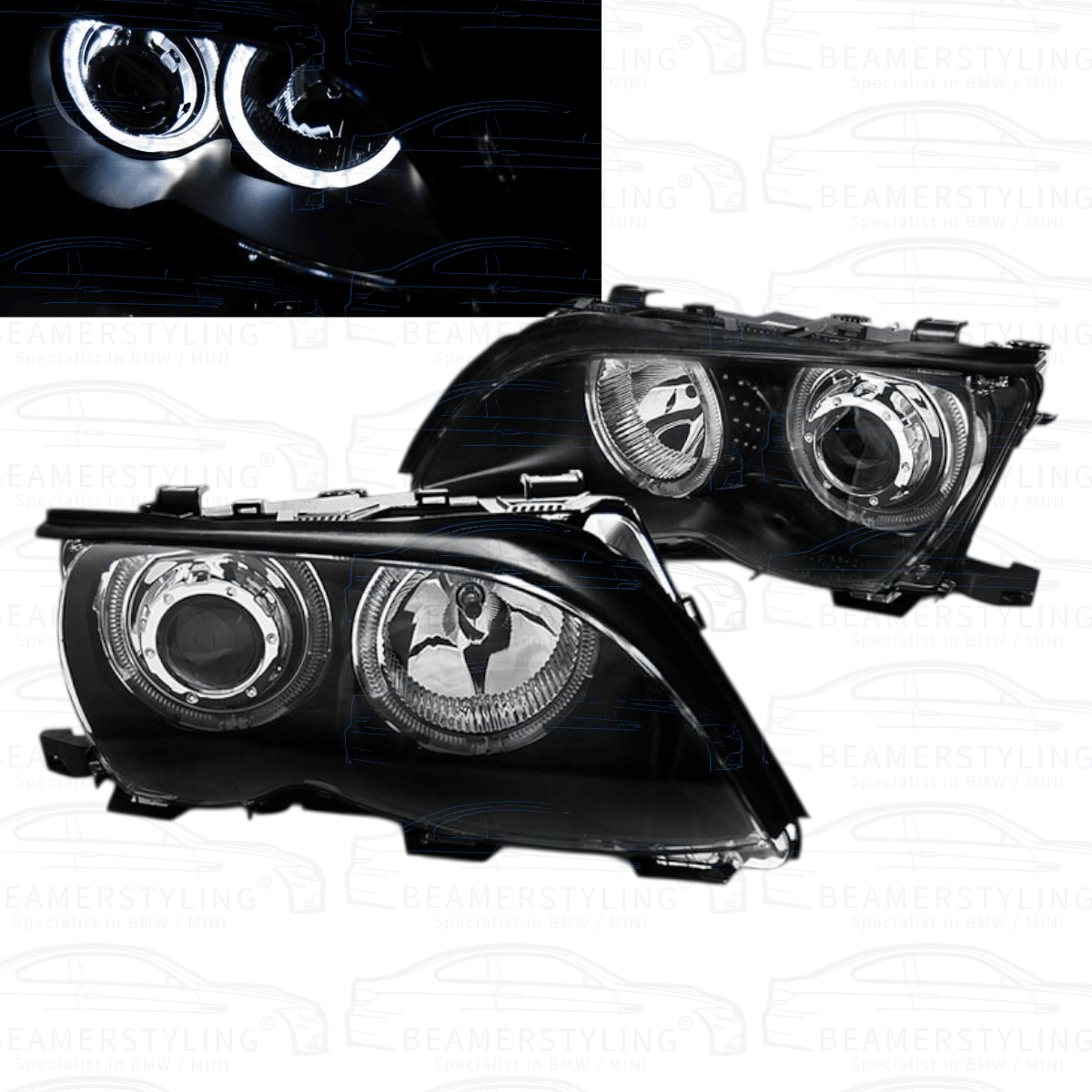 Koplampen - BMW E46 Sedan / Touring - LED Angel Eyes - H7 / H7 | 2001 - 2005 - Beamerstyling.nl