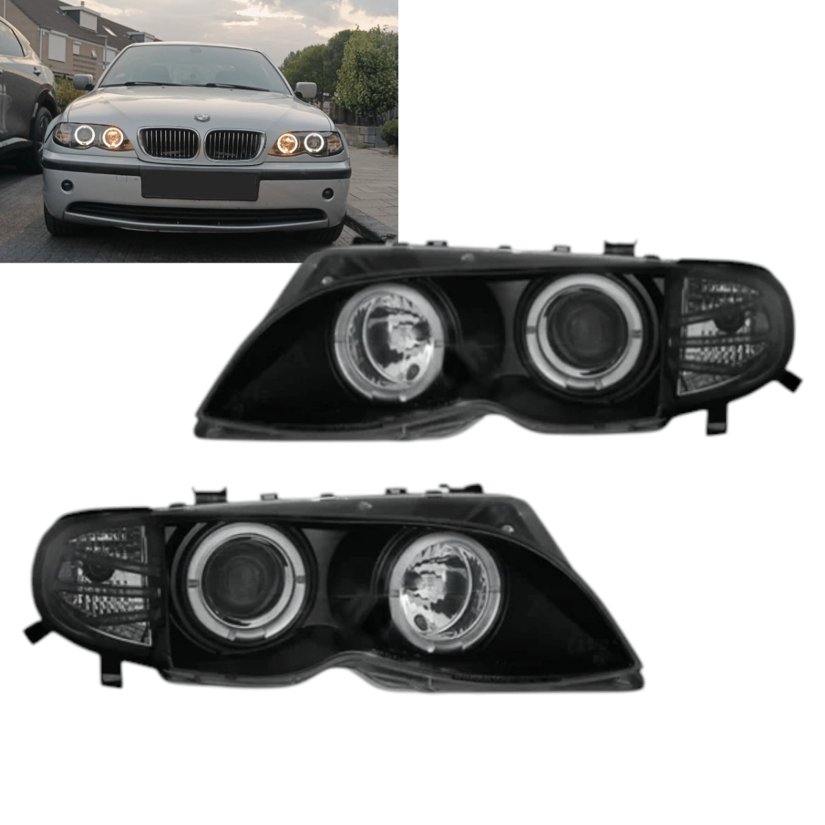 Koplampen - BMW E46 Sedan / Touring - LED Angel Eyes - H7/H7 | 2001-2005 - Beamerstyling.nl
