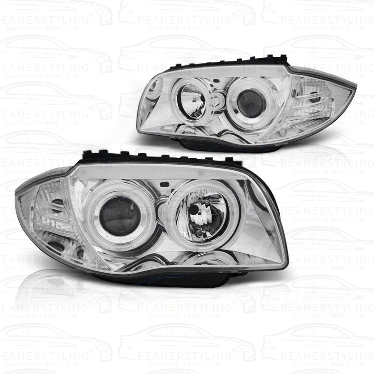 Koplampen - Ccfl Angel Eyes - BMW 1 Serie E81 / E87 & E82 / E88 | Chroom - Beamerstyling.nl