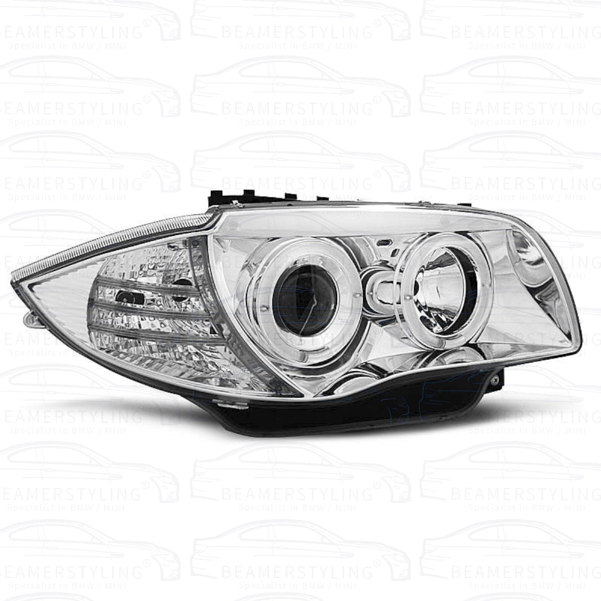 Koplampen H7 - BMW E81 / E87 / E82 / E88 - LED Angel Eyes - Chroom | 04-12 - Beamerstyling.nl