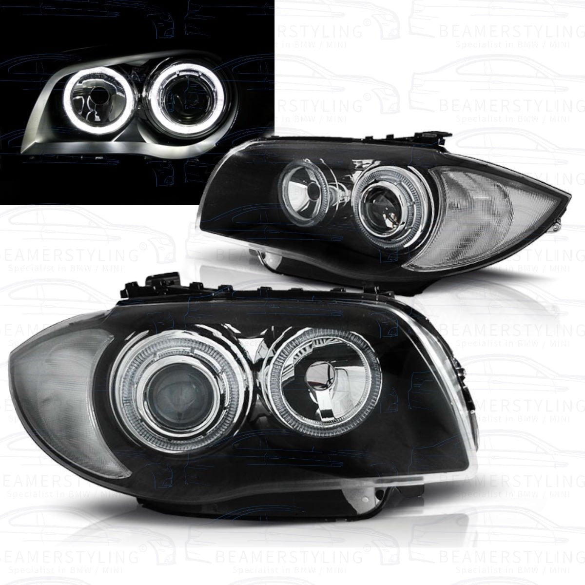 Koplampen - LED Angel Eyes - BMW 1 Serie E81 / E87 & E82 / E88 - Depo - Beamerstyling.nl