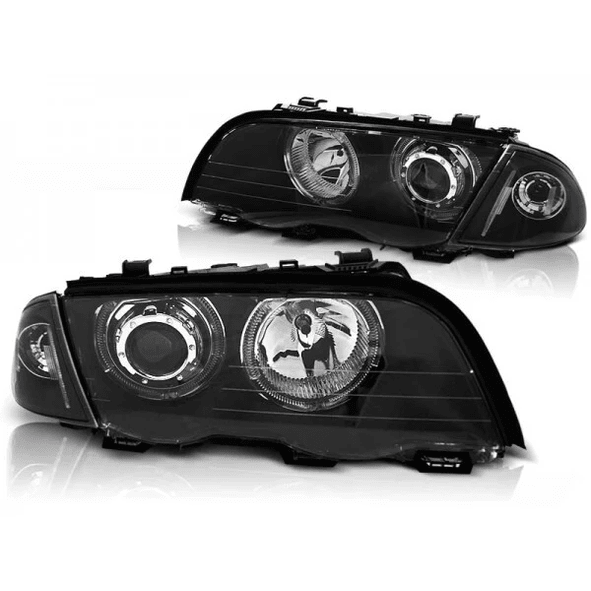 Koplampen Set LED Angel Eyes Zwart BMW 3 Serie E46 1998-2001 Sedan / Touring - Beamerstyling.nl