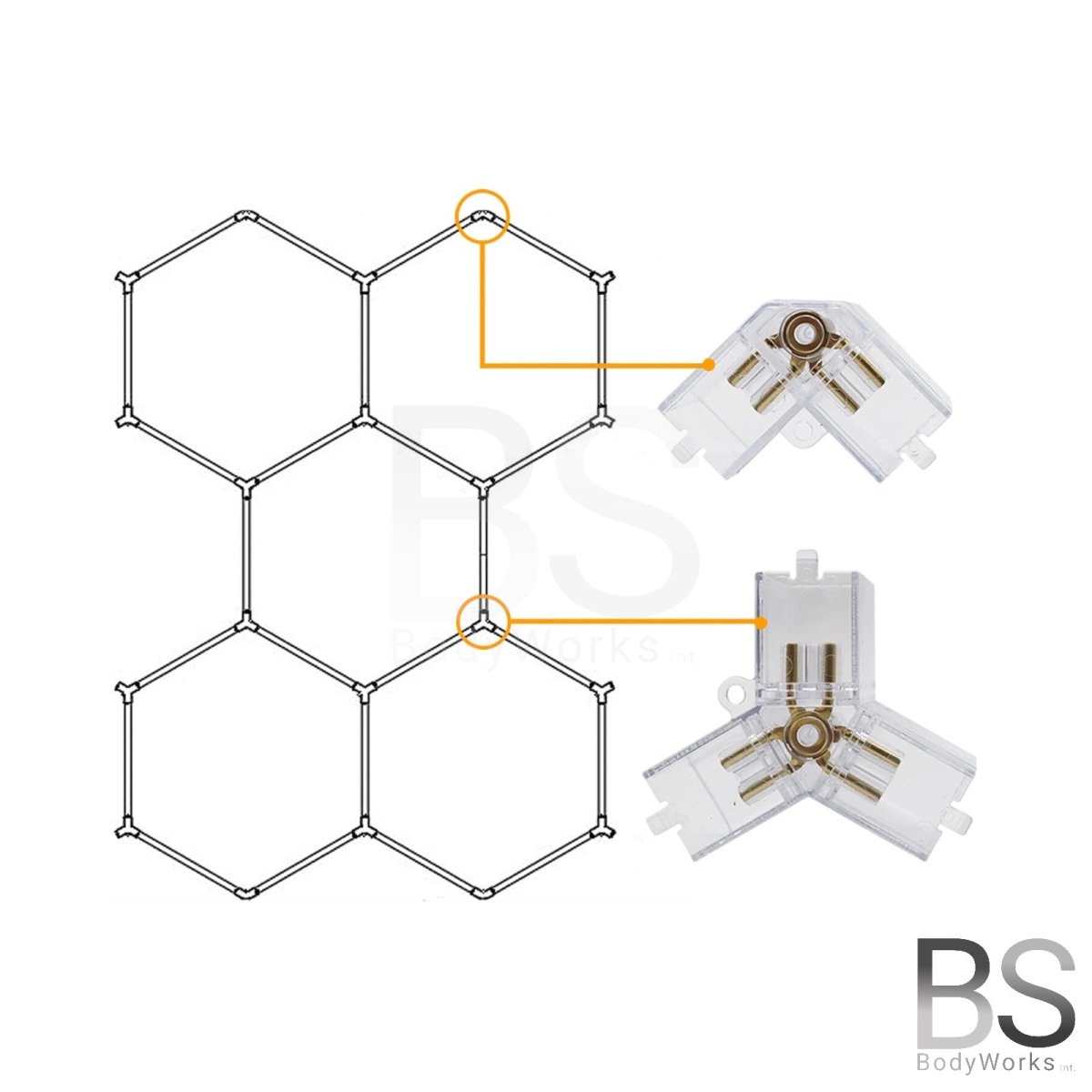 LED Hexagon Showroom Verlichting - 14 Velden | 2,44 X 4,85 M - Beamerstyling.nl