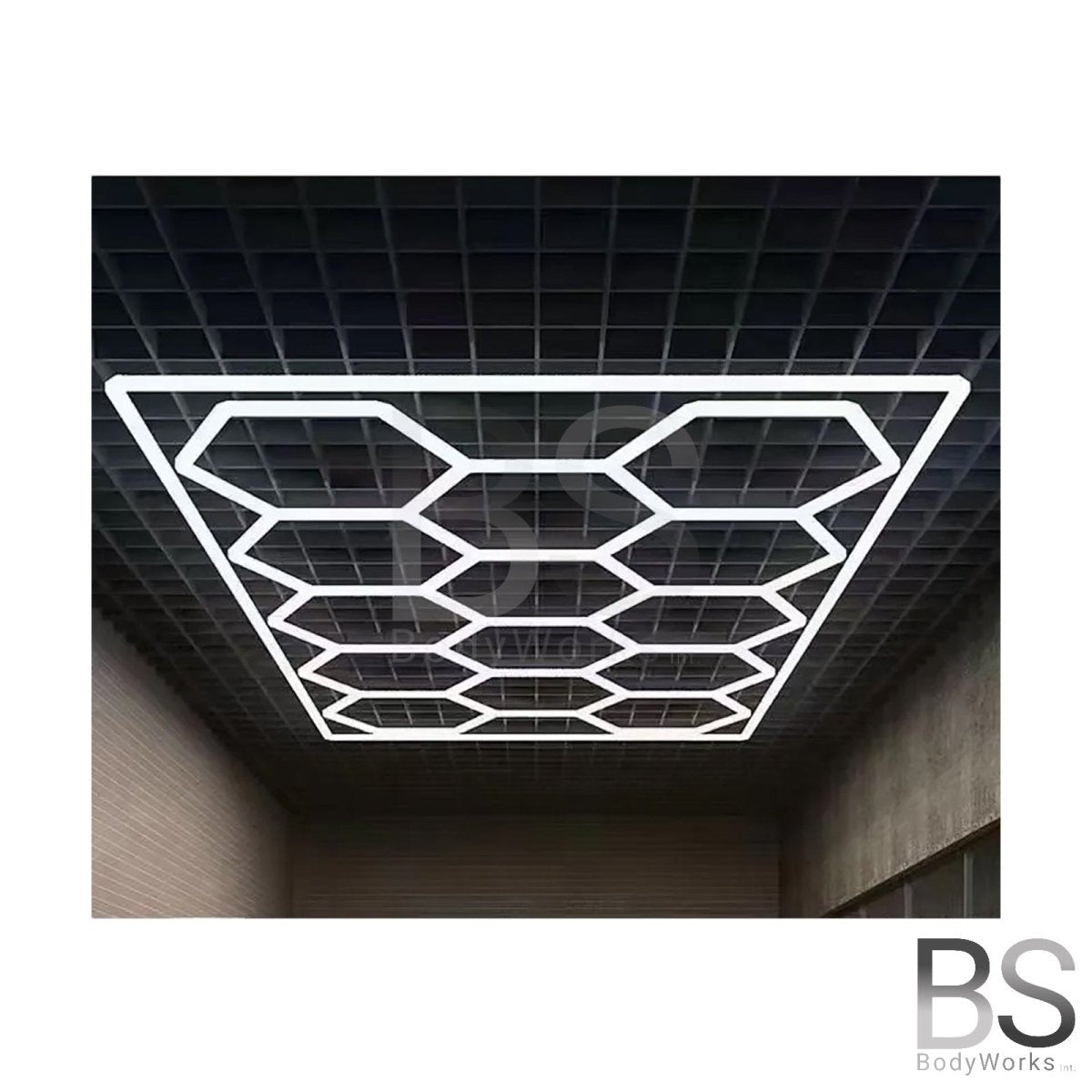LED Hexagon Showroom Verlichting - 14 Velden | 2,44 X 4,85 M - Beamerstyling.nl