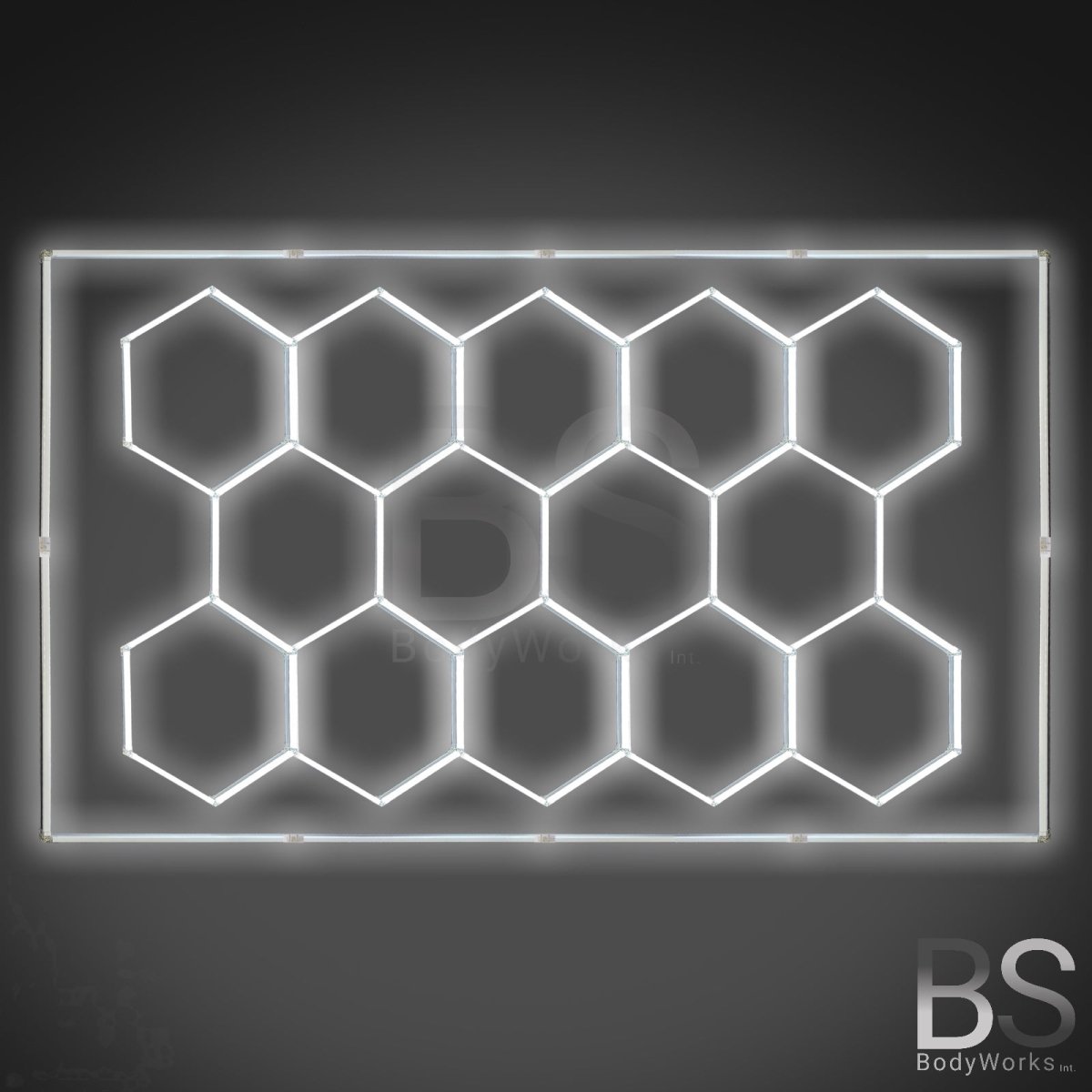 LED Hexagon Showroom Verlichting - 14 Velden | 2,44 X 4,85 M - Beamerstyling.nl
