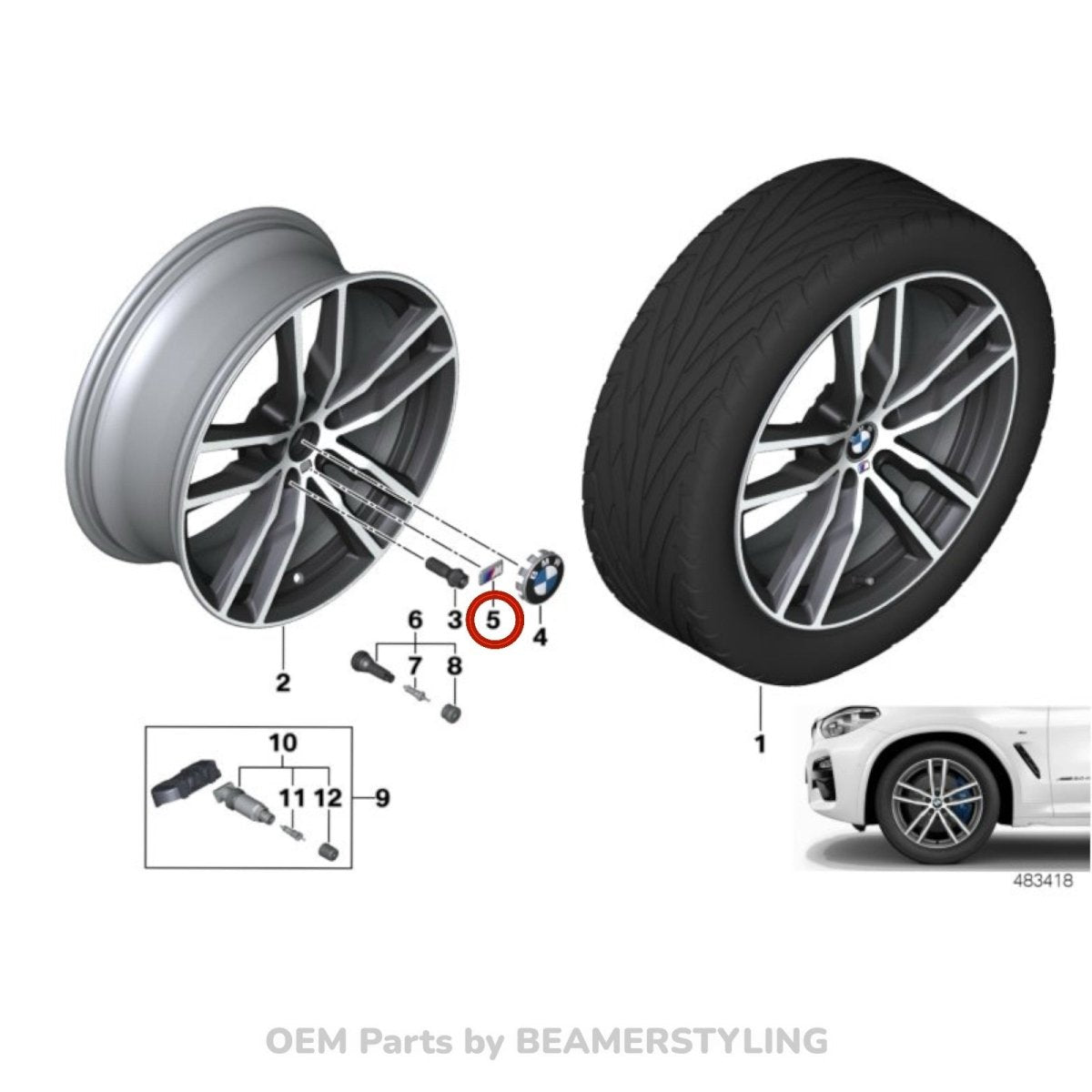 M Logo Embleem - Voor Velgen - Origineel BMW - Beamerstyling.nl