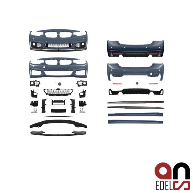 M Pakket Performance Look BMW 4 Serie F36 — Diffuser Voor 2 Uitlaten Links - Beamerstyling.nl