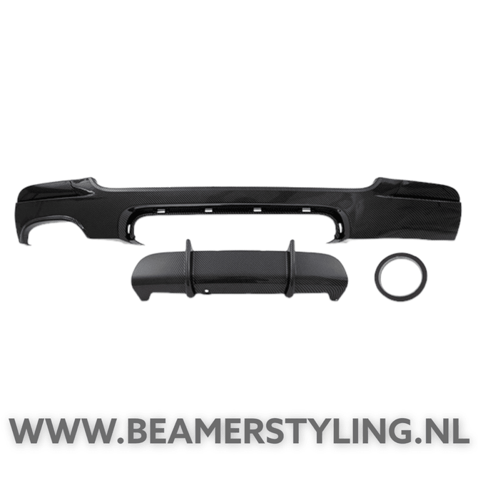 M Performance Look Diffuser Carbon Glans 2 Uitlaten Links BMW E92 / E93 - Beamerstyling.nl